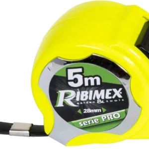 Ribimex PRMES05X28D Mètre ruban autobloquant professionnel 5 m, jaune et noir, 5 m