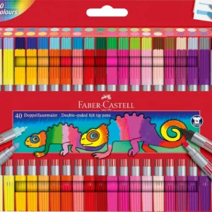 Faber-Castell 151140 – Lot de 40 feutres à double fibre pour enfants et adultes