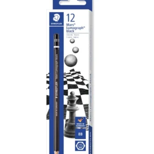 Staedtler Mars Lumograph Black, Crayons graphite 8B enrichis en carbone, Pour artistes et dessinateurs, Étui carton avec 12 crayons 8B, 100B-8B VE